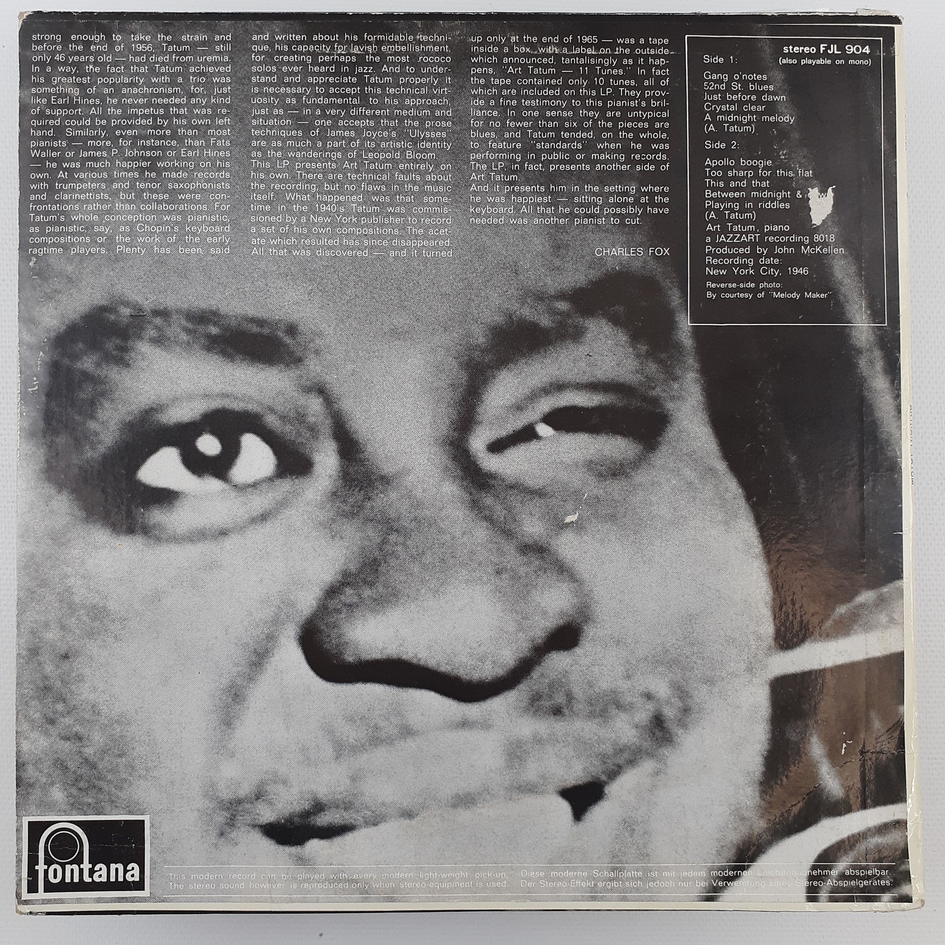 Voir photo 4 de Art Tatum - Art ! - 1966 Art Tatum - Art ! - 1966 Très bon état - Vue 4 -